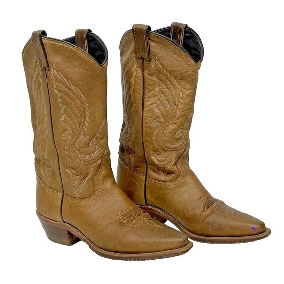 Abilene Made in USA Dakota Snip Toe Western Boots Brown Leather Women's Size 6 - Picture 2 of 8